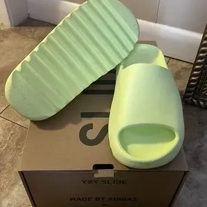 Yeezy Slides Glow Green Size 9 MEN                                     USED ONCE Yeezy | Shoes | Yeezy Slides Glow Green Size 9 Men Used Once  main image 2